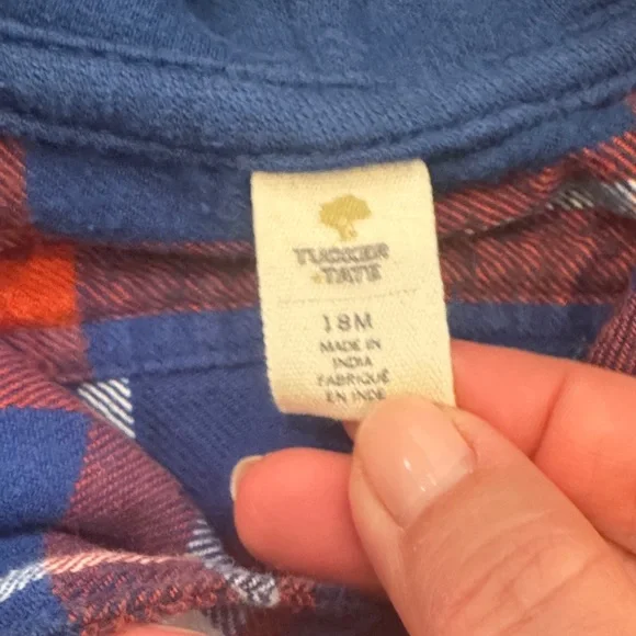 Tucker and Tate Plaid Hooded Baby Shirt - Blue and Red - Picture 3 of 3